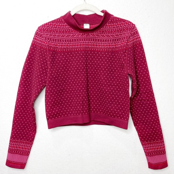 Fabletics Holly Seamless Fair Isle Long Sleeve Top & Leggings Set Merlot XL - Picture 5 of 14